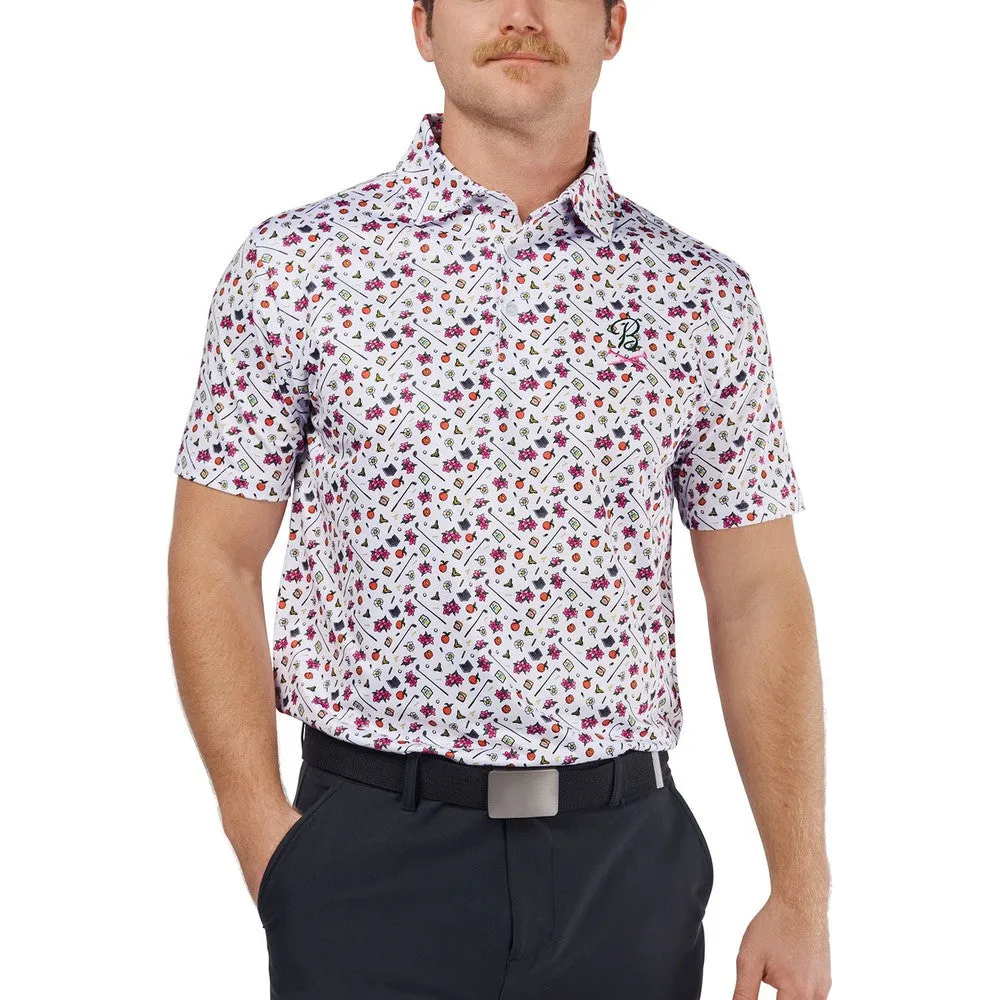 Barstool Golf Clubs & Flowers Printed Polo