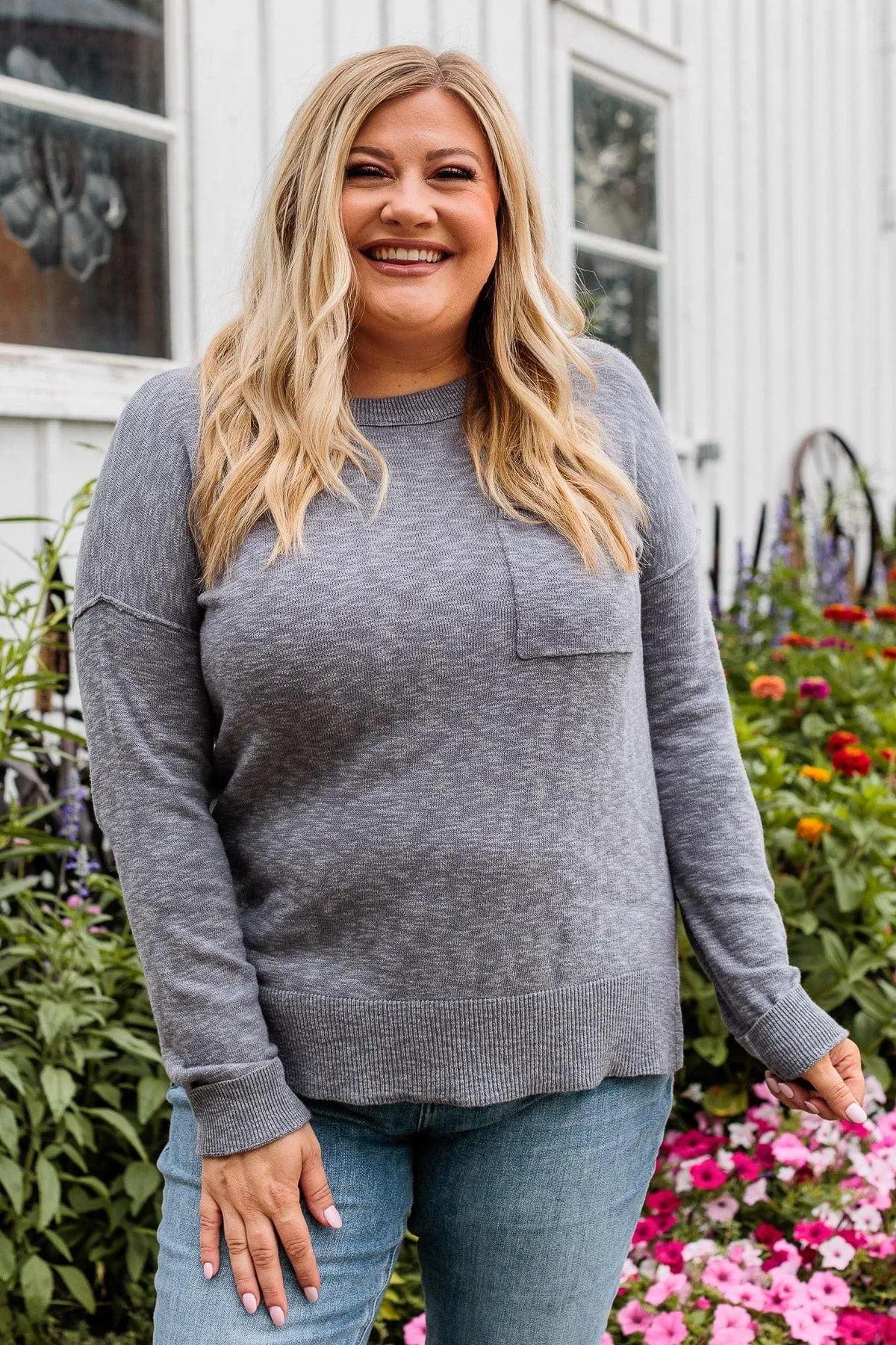 Dusty Blue Knit Top