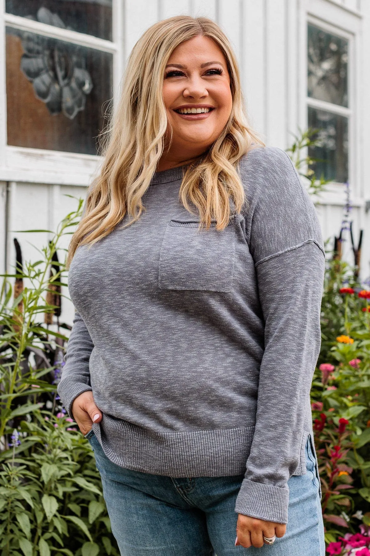 Dusty Blue Knit Top