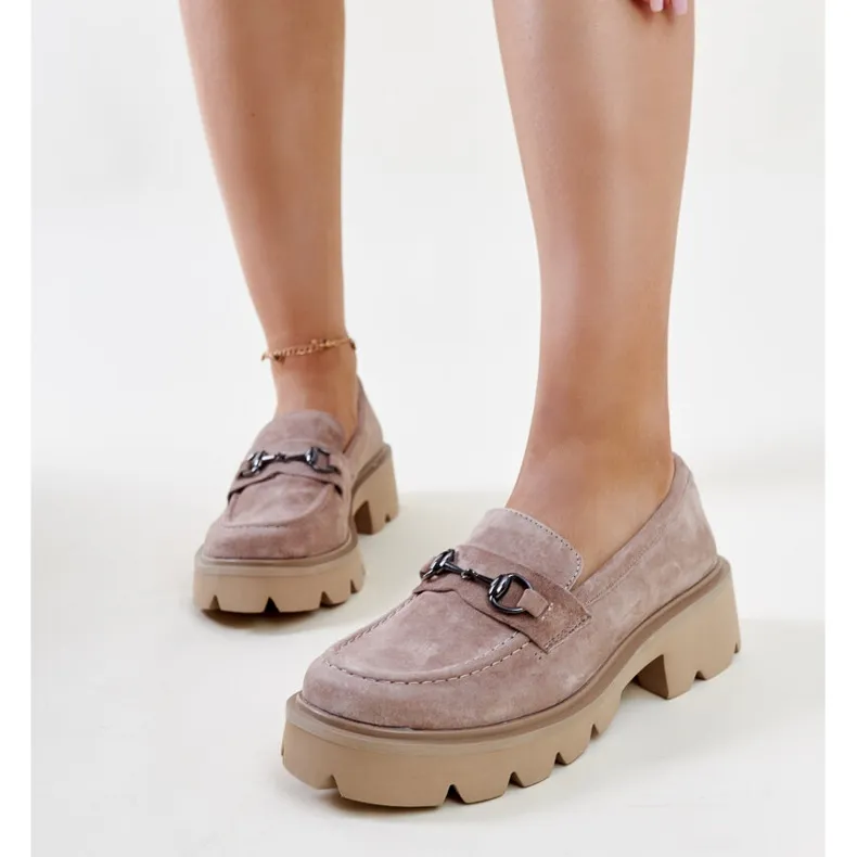 Beige leather moccasins Vinceza