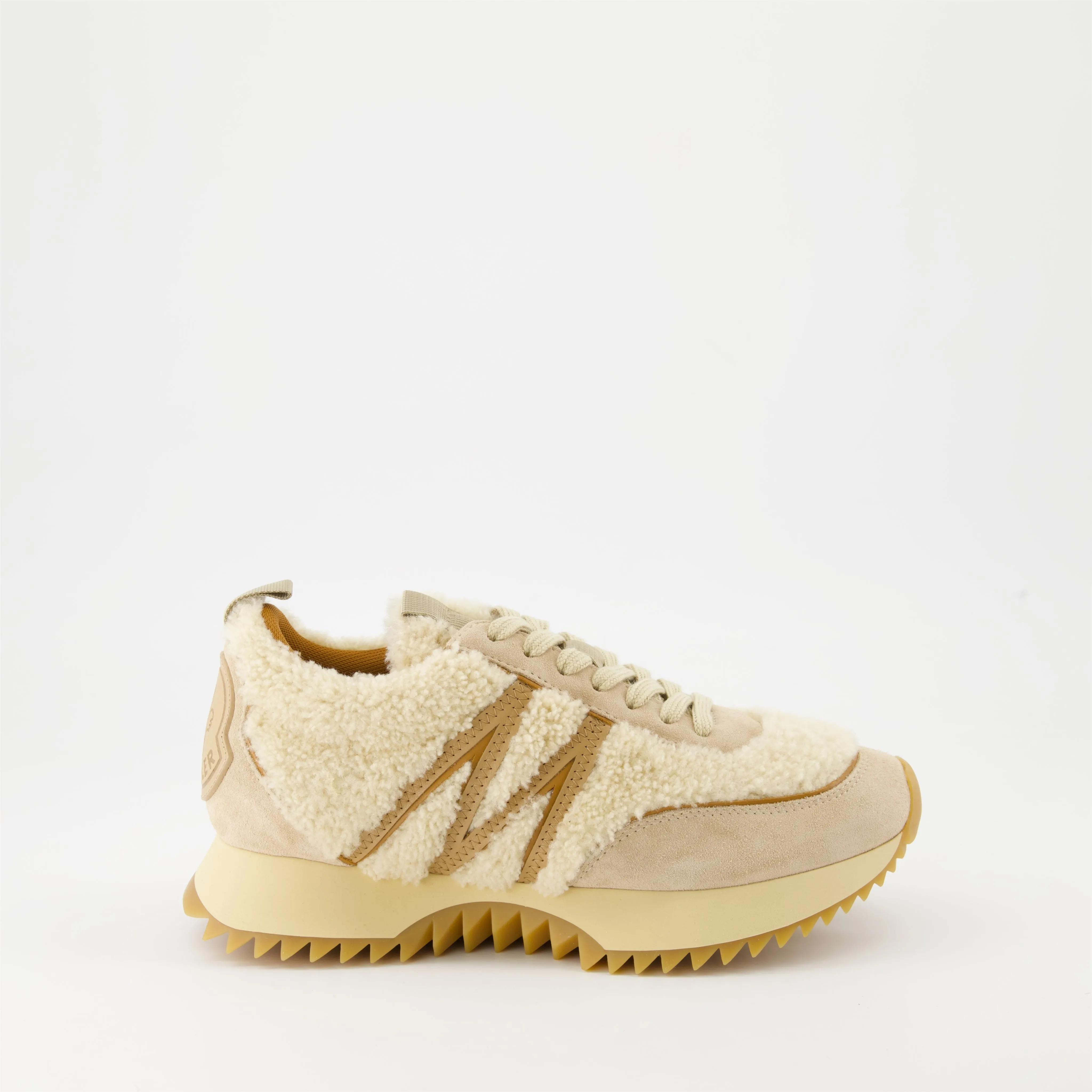 Beige Shearling Suede Sneakers