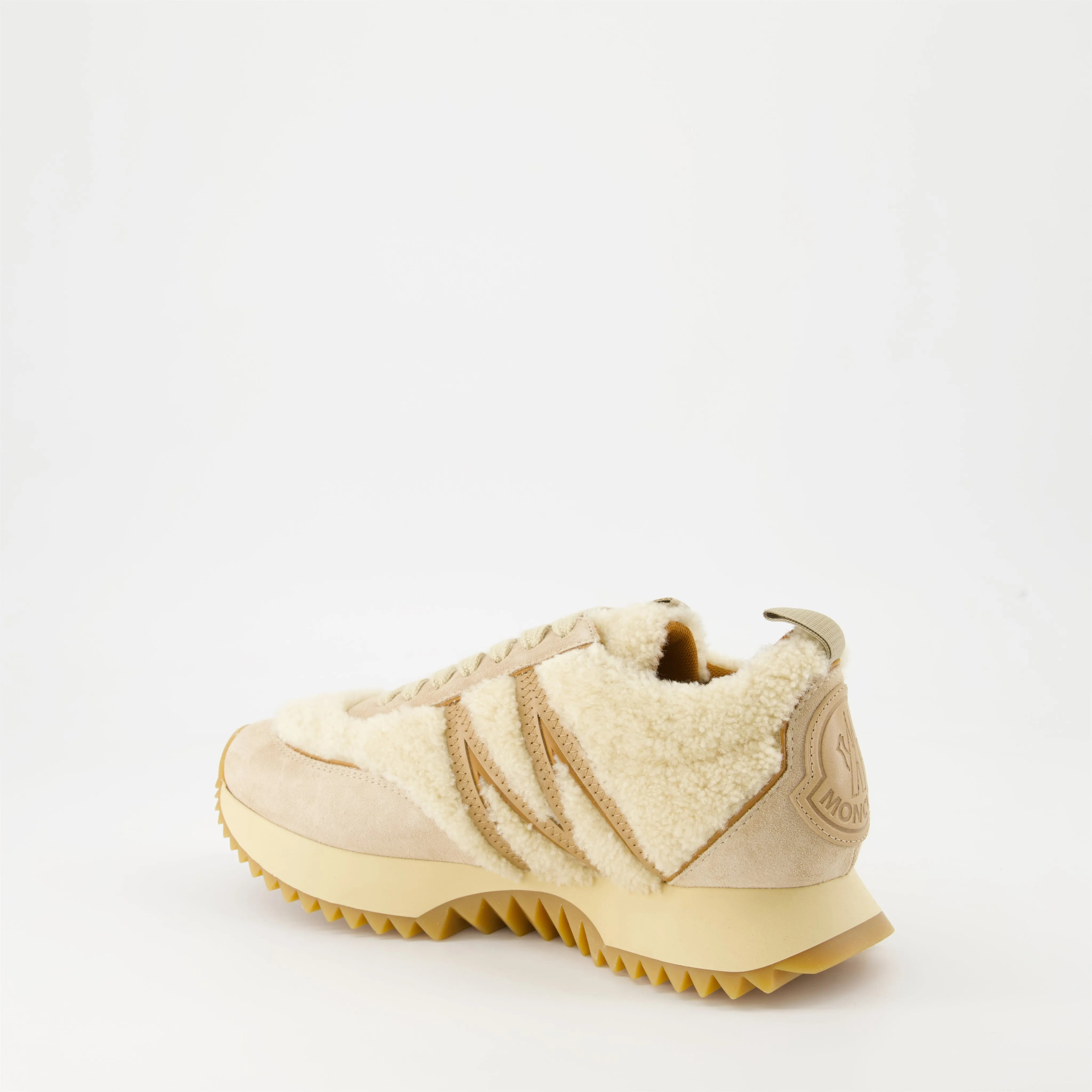 Beige Shearling Suede Sneakers