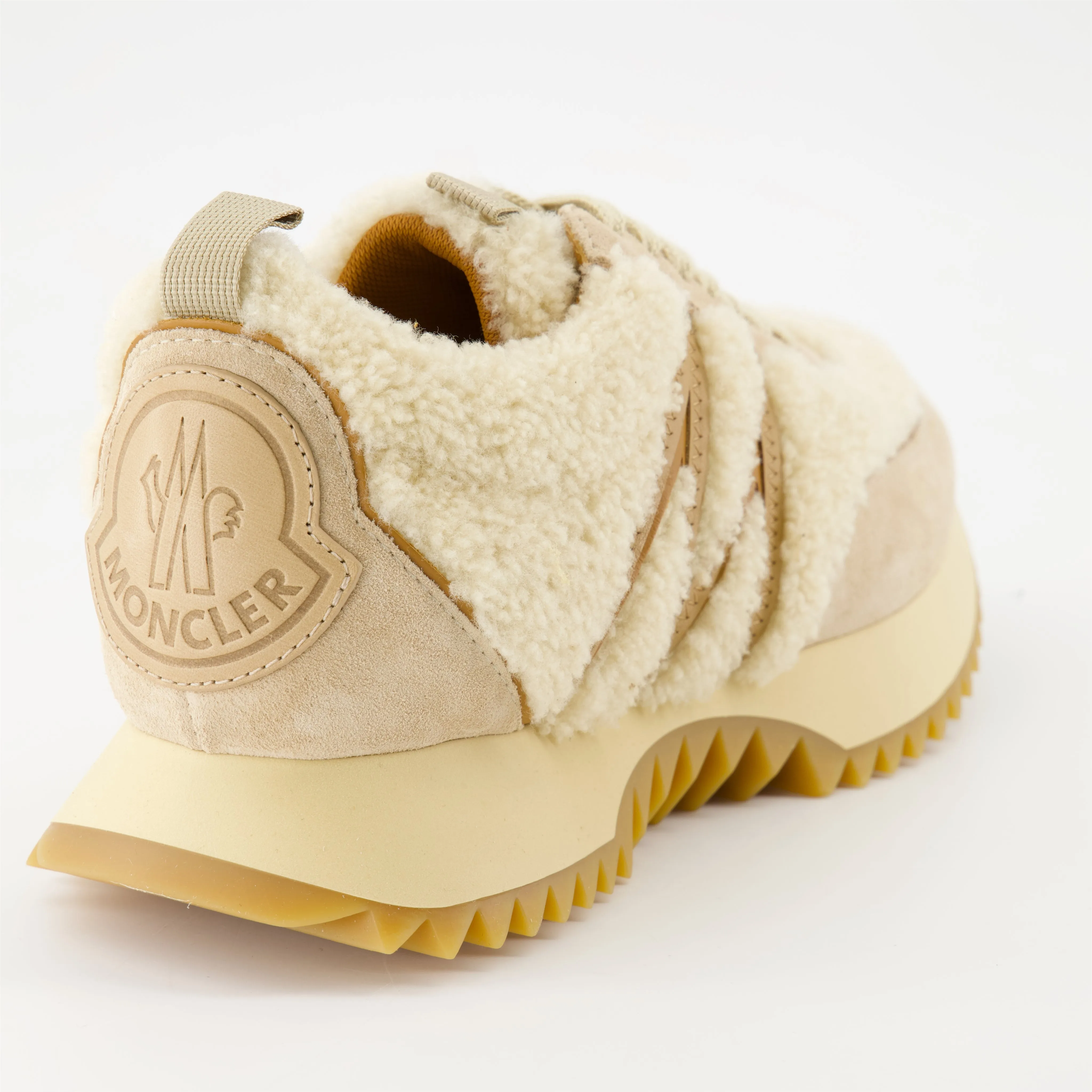 Beige Shearling Suede Sneakers