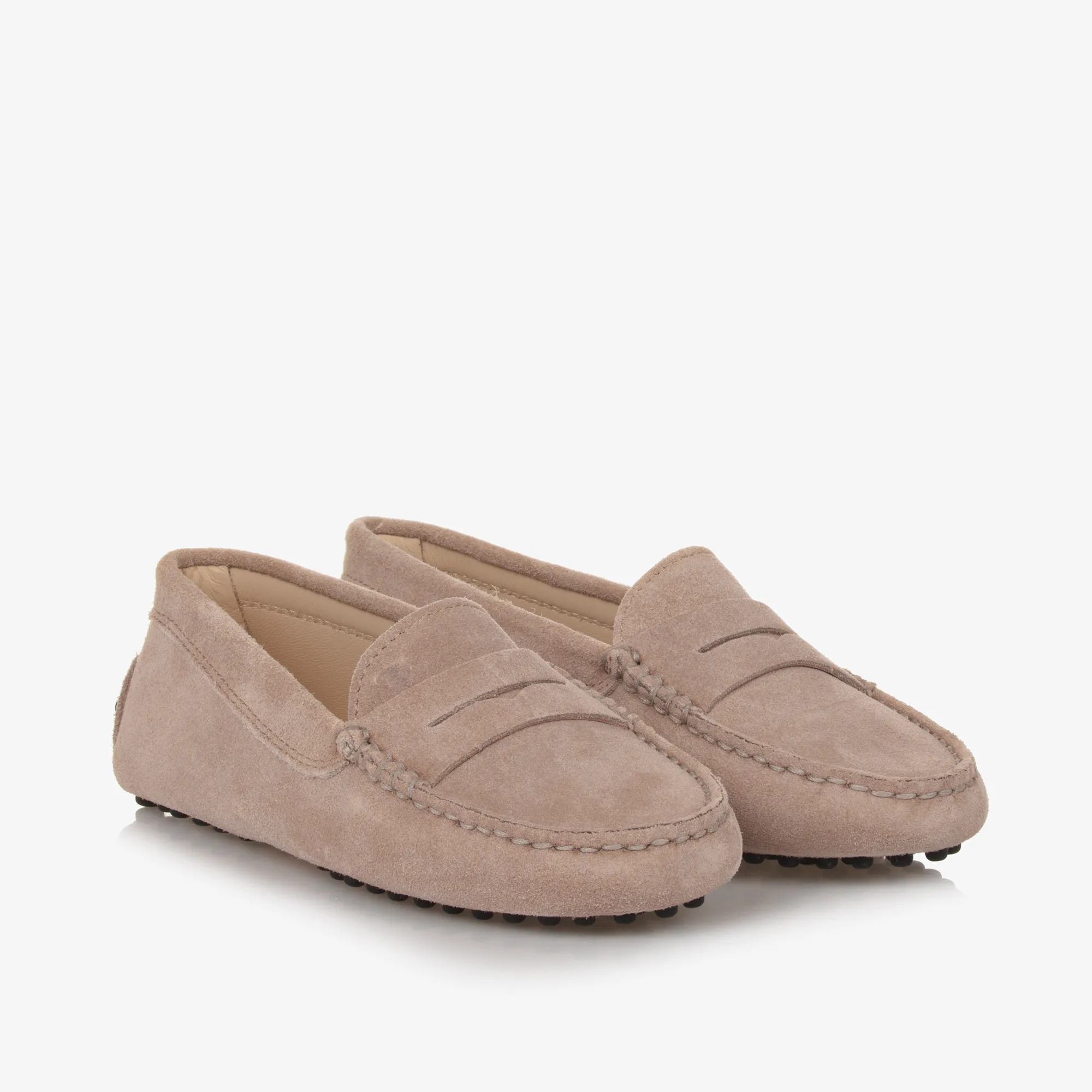 Suede Leather Moccasins in Beige