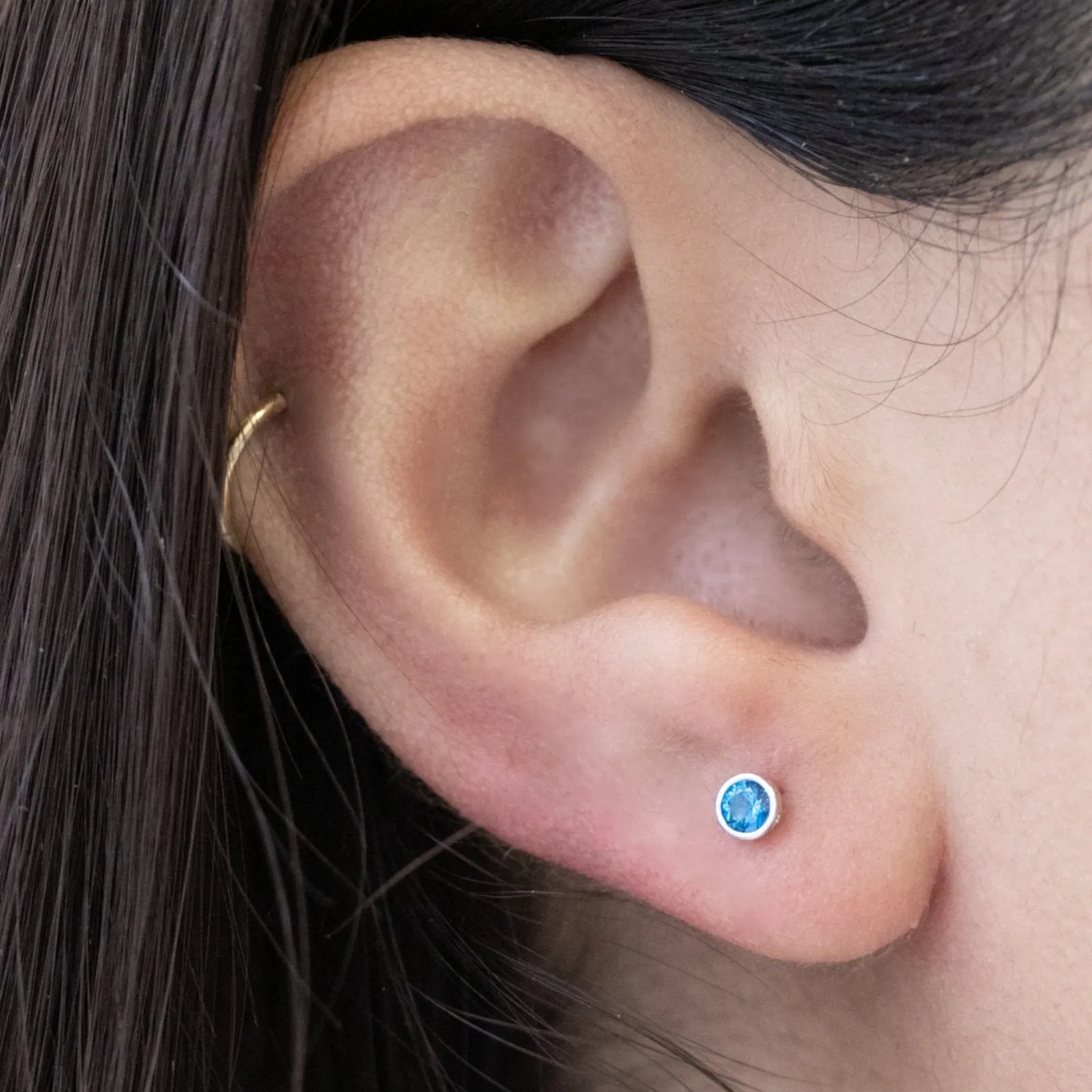 Blue Topaz Stud Earrings