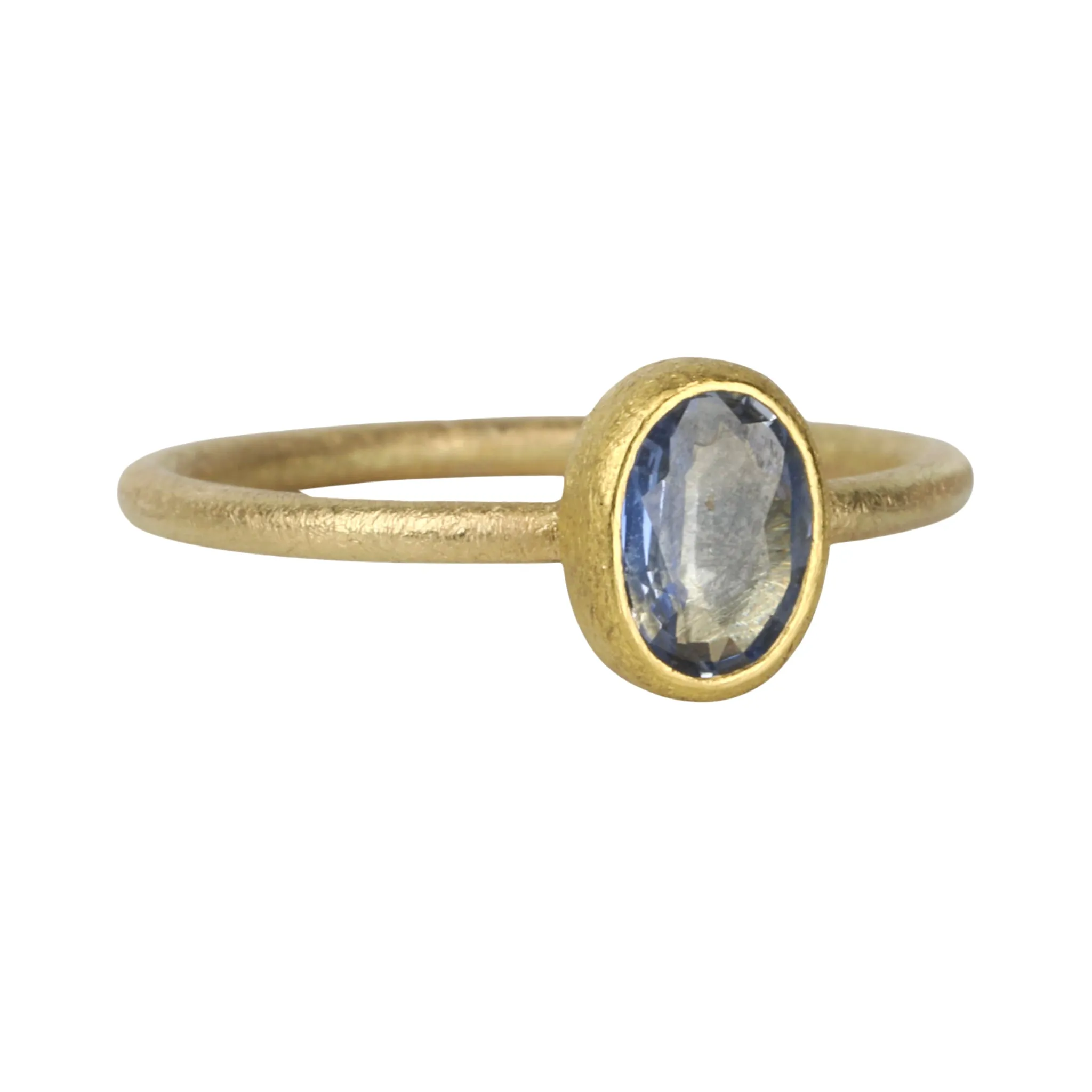 Bezel-Set Oval Faceted Sapphire Ring