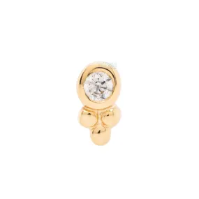 Bezel-Set with Tri Bead Cluster Threaded End in Gold with White CZ