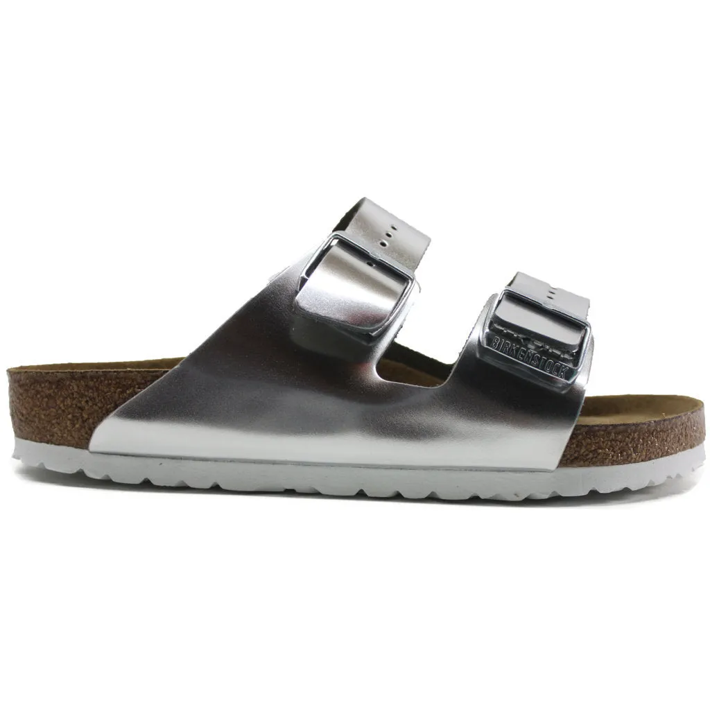 Birkenstock Womens Sandals Arizona Metallic Open-Back Slip-On Slides Leather - UK 5.5