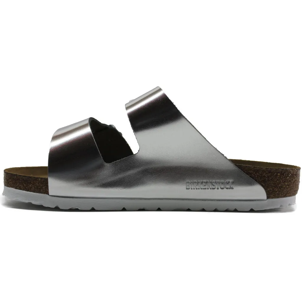 Birkenstock Womens Sandals Arizona Metallic Open-Back Slip-On Slides Leather - UK 5.5