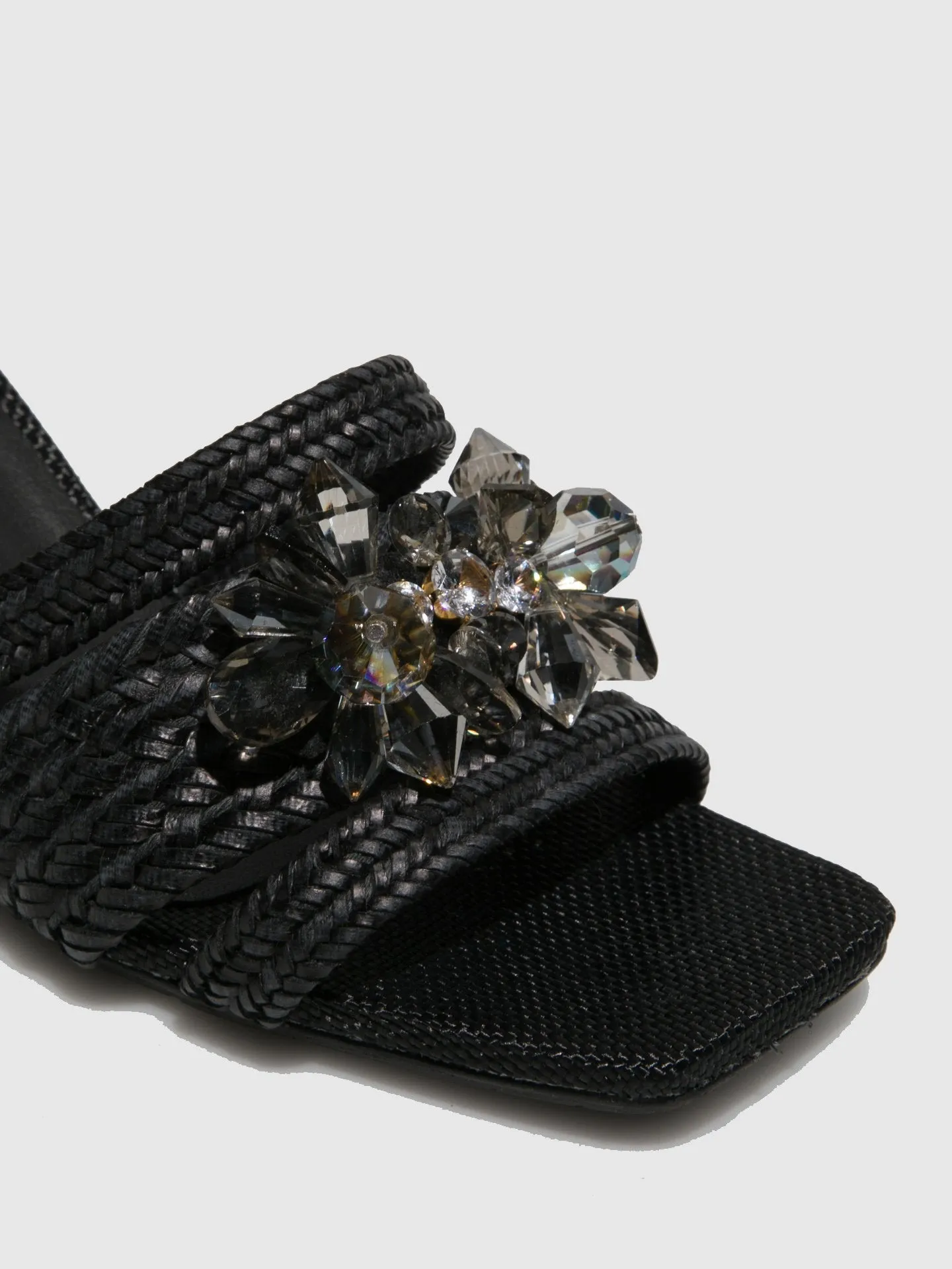 Black Appliqués Sandals