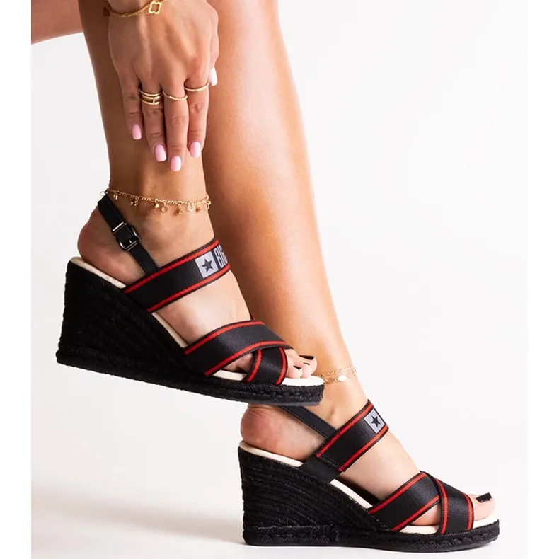 Black Big Star LL274881 wedge sandals