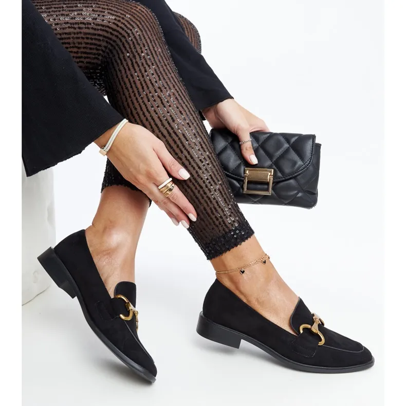 Black Gibarti Buckle Moccasins