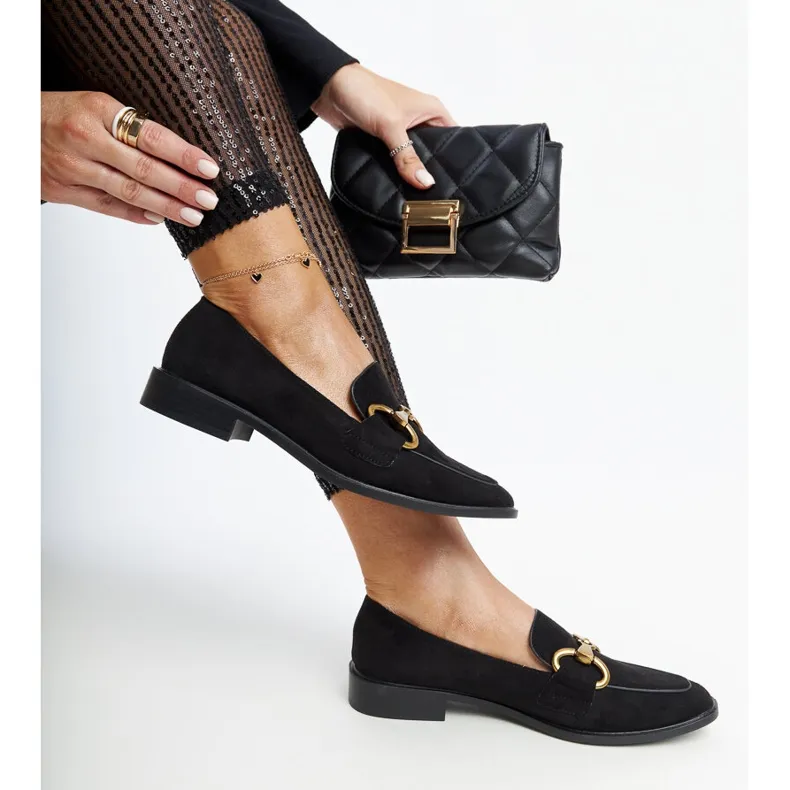 Black Gibarti Buckle Moccasins