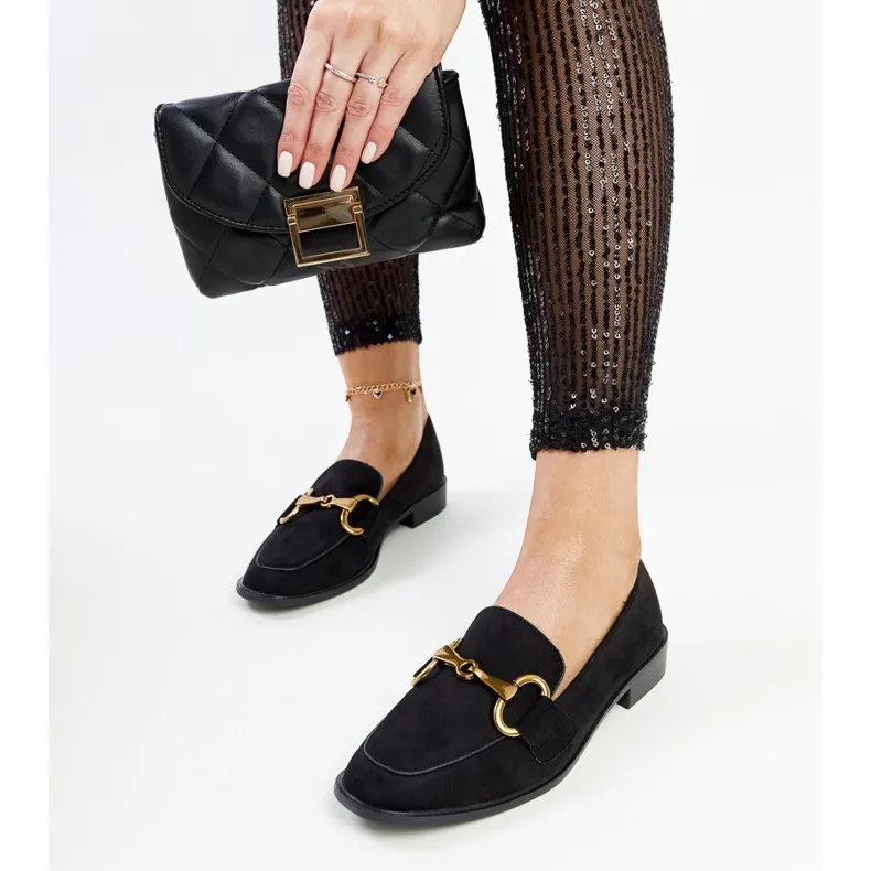 Black Gibarti Buckle Moccasins