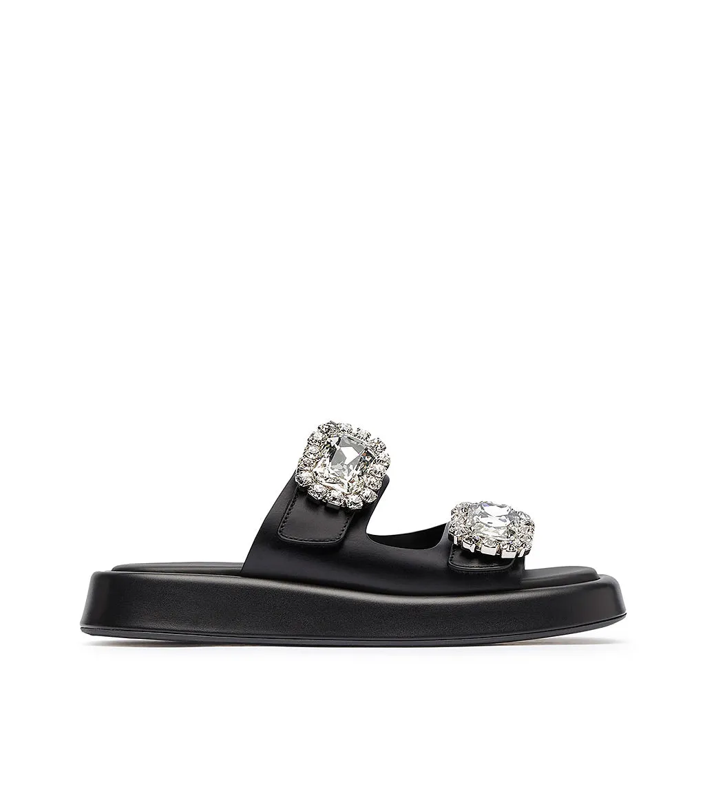 Black Leather Sandals by Bijoux