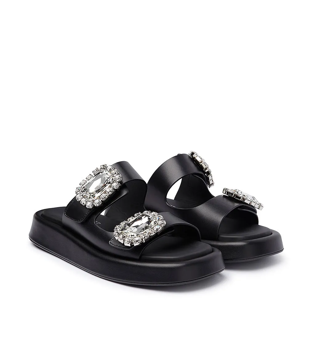 Black Leather Sandals by Bijoux