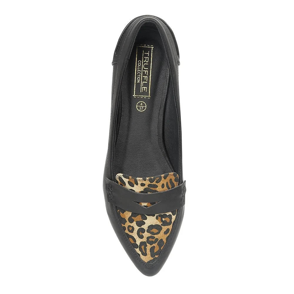 Black Leopard Flat Shoes