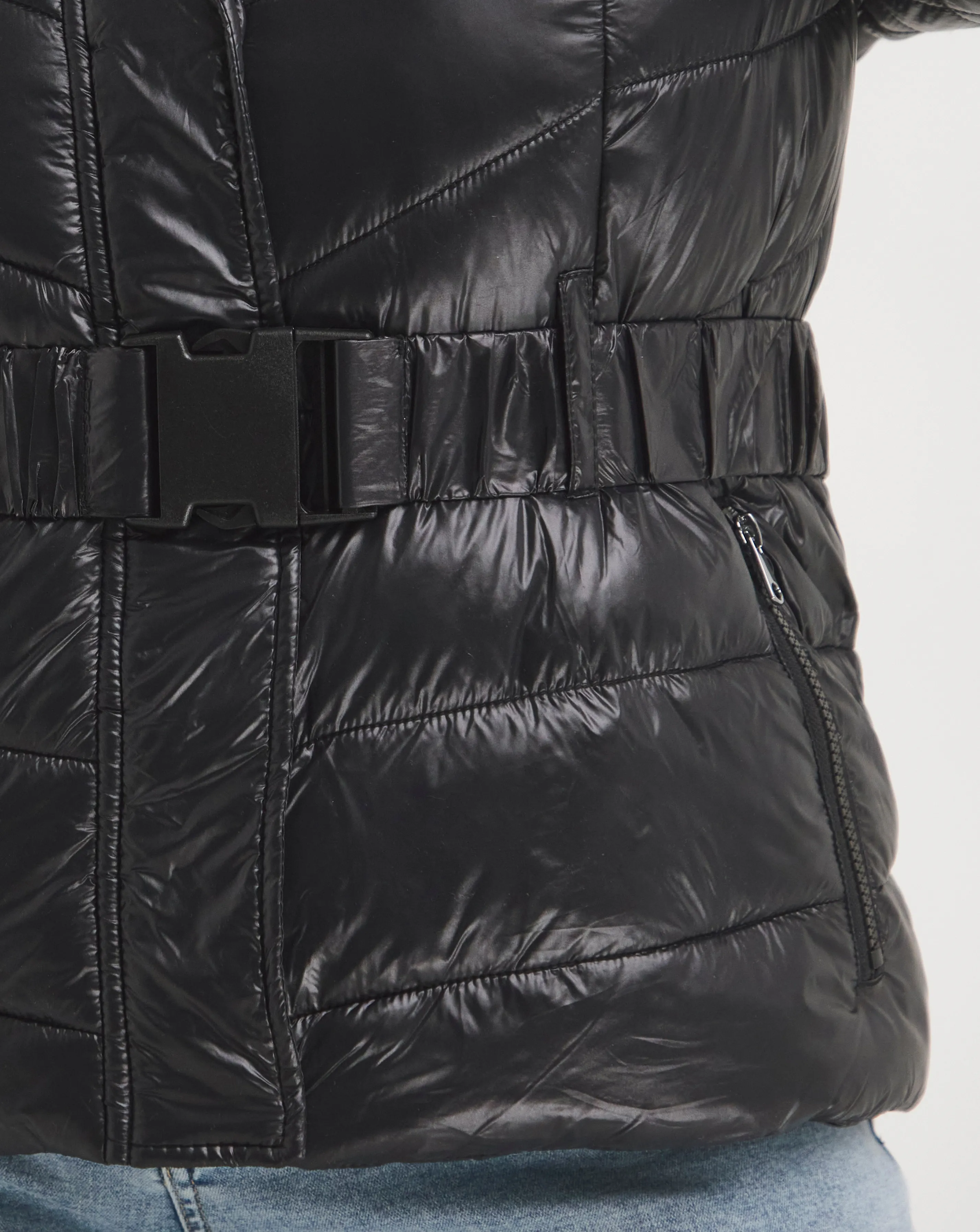 Black Luxe Short Padded Coat Simply Be