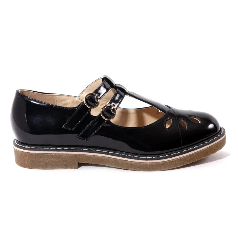 Black Pat Flat Shoes