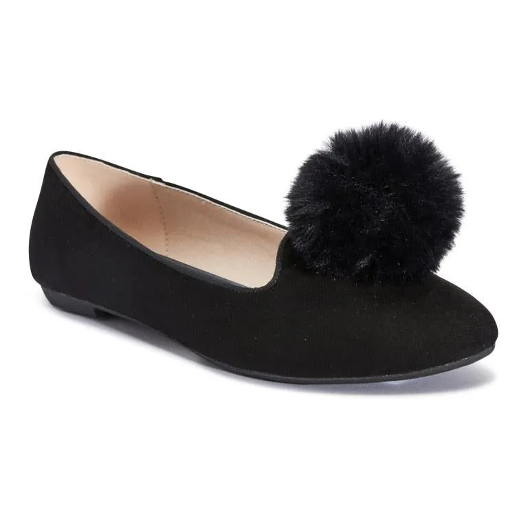 Black Pom Pom Detail Flat