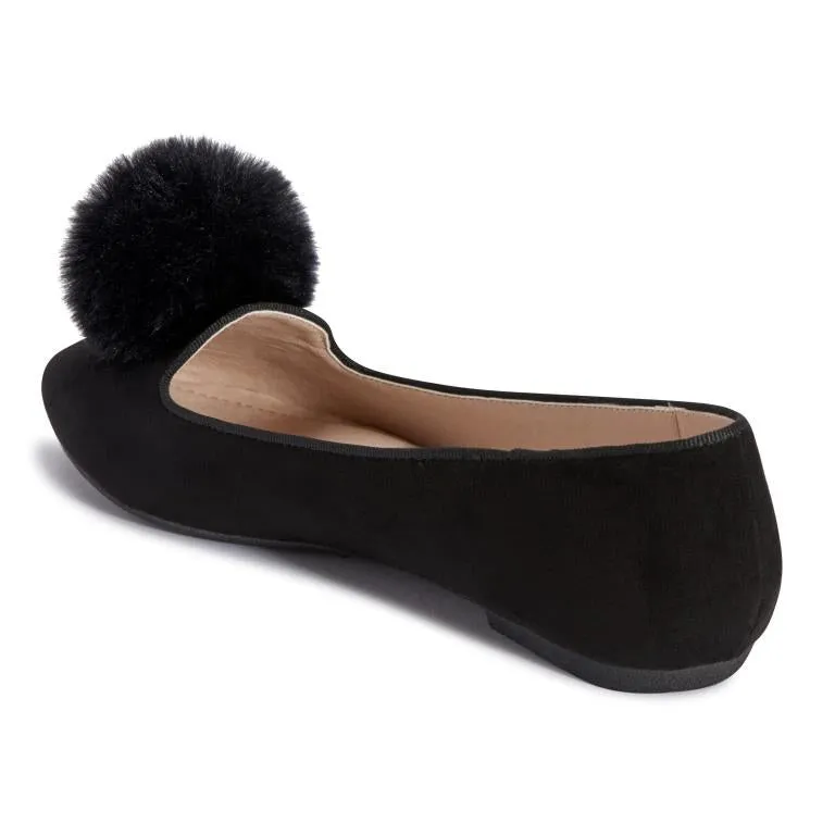 Black Pom Pom Detail Flat