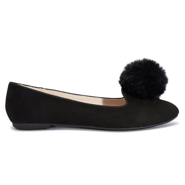 Black Pom Pom Detail Flat