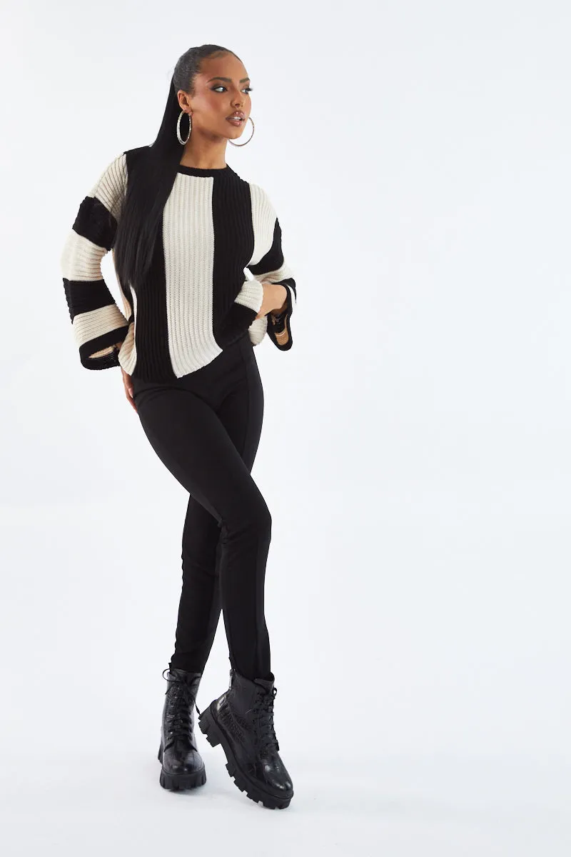 Luna Oversized Black Striped Knit Jumper