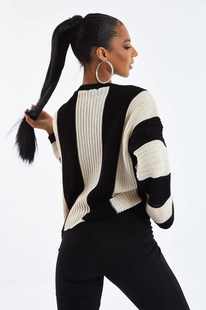 Luna Oversized Black Striped Knit Jumper