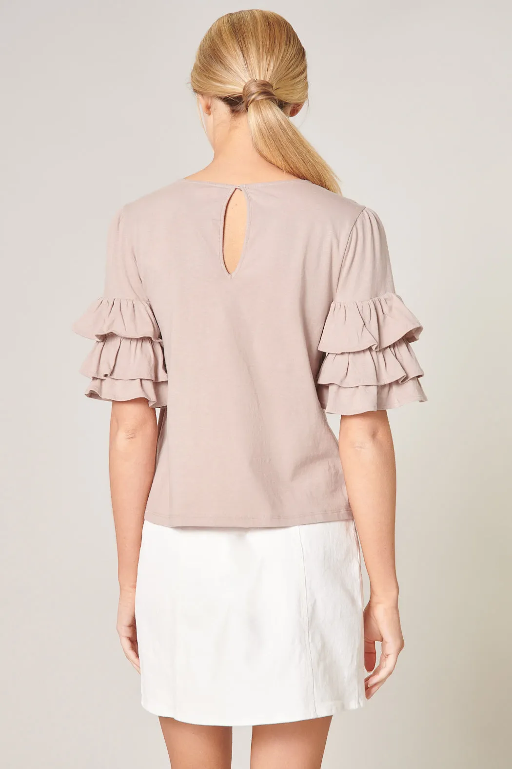 Blair Cotton Knit Ruffle Sleeve Top