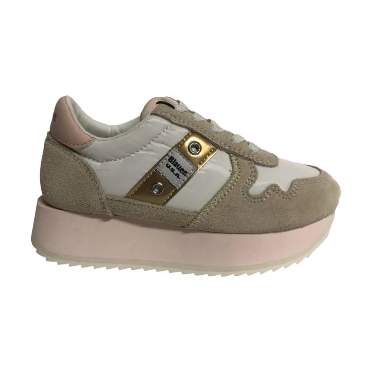 Blauer Bambino Gold Stringate Sneakers S4MULAN01.