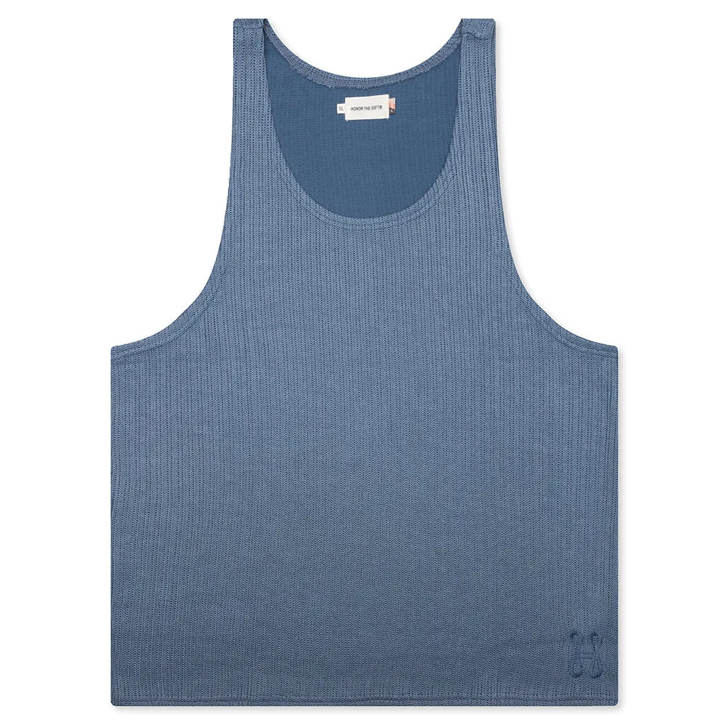 Blue Knit Tank Top for Summer season