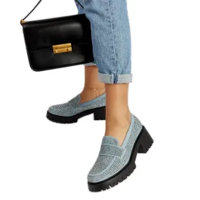 Blue moccasins massive Parent heel