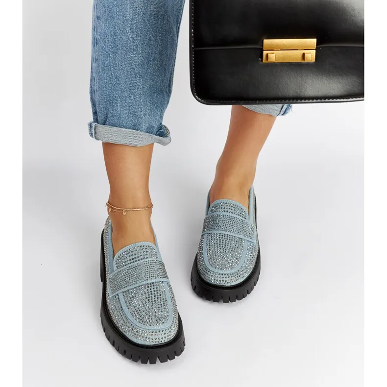 Blue moccasins massive Parent heel