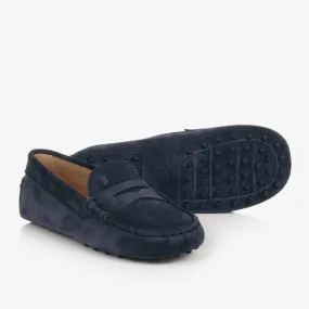 Blue Suede Gommino Moccasins in Leather