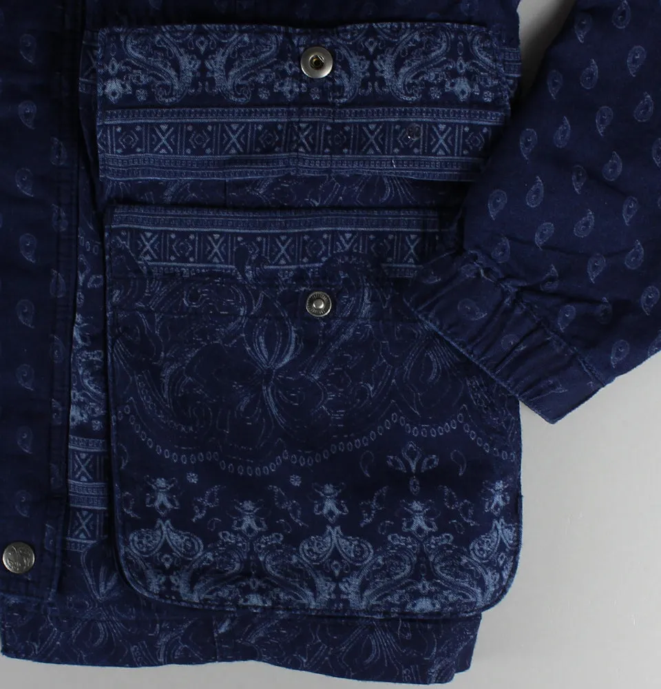 Blue Tarbet Hooded Jacket with Pretty Green Print