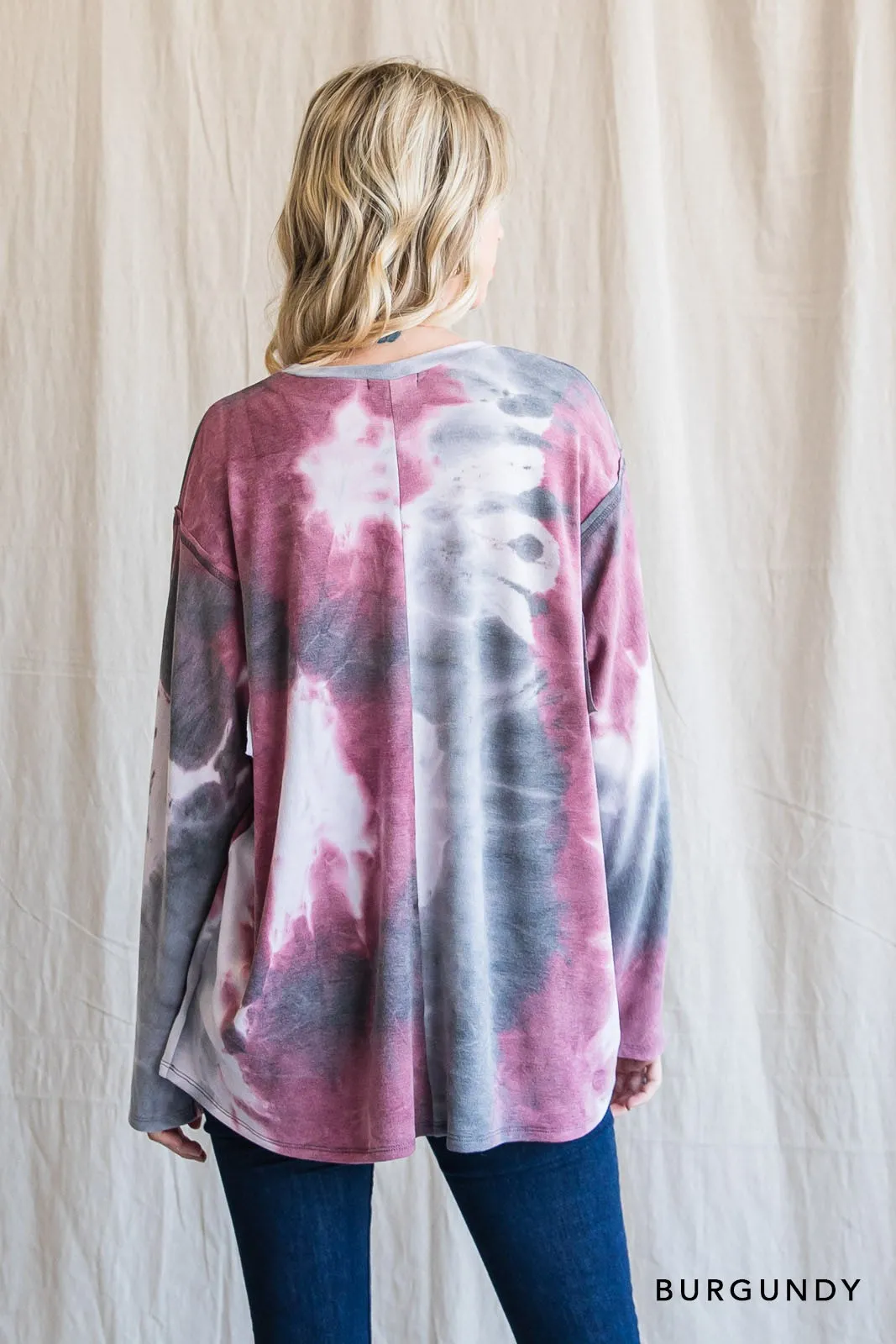 Blue Tie Dye Knit Top in Cotton