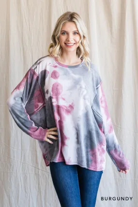 Blue Tie Dye Knit Top in Cotton