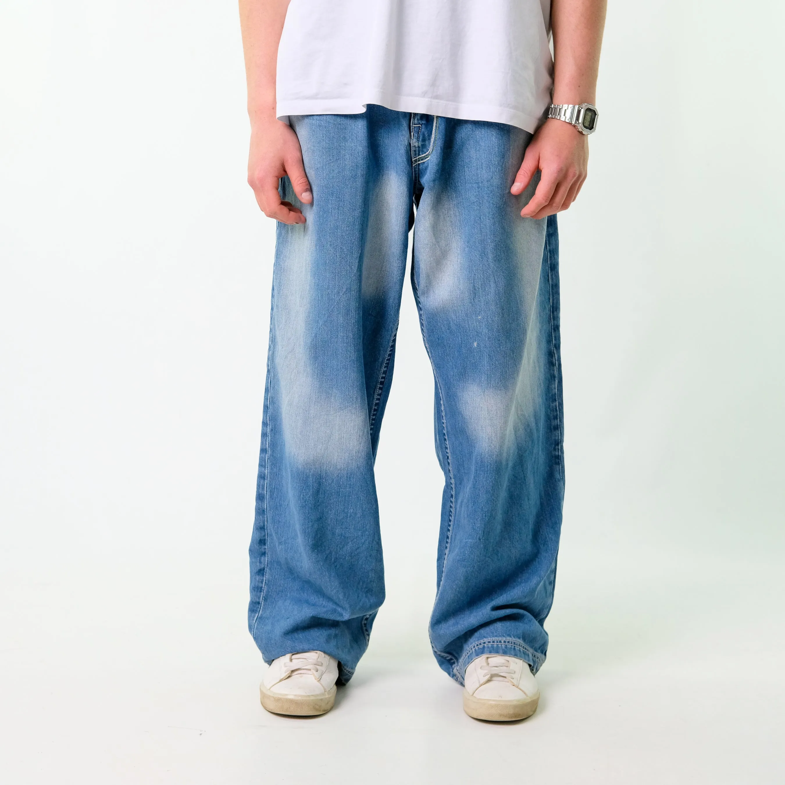 Blue y2ks Pepe Jeans Denim Hip Hop Jeans Baggy Pants (40x32)