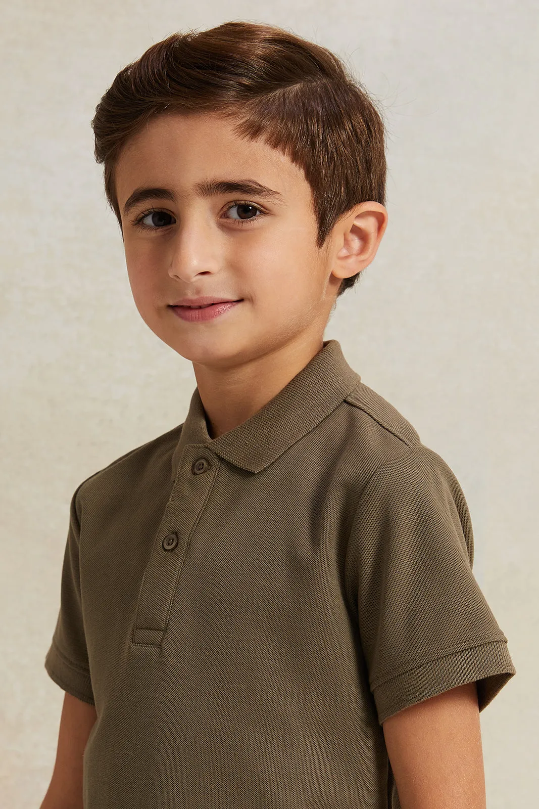 Boys Olive Basic Polo Shirt