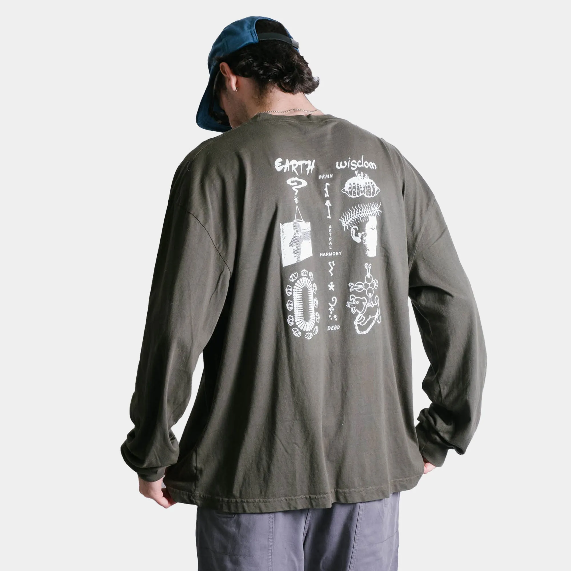 Brain Dead Earth Wisdom Long Sleeve Shirt - Dark Green