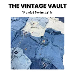 Branded Denim Shirts - 50 pcs including polo Lee Levi's wrangler and Tommy