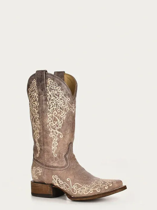 Brown Cowgirl Western Boot with Embroidery - Ladies Corral A2663