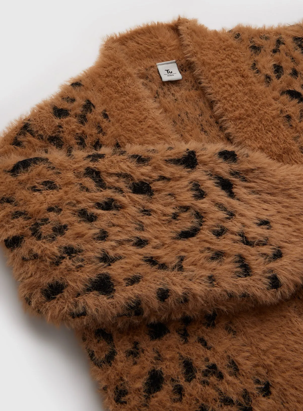 Brown Leopard Print Fluffy Cardigan 13 years