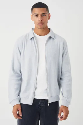 Brushed Ottoman Zip Through Shirt Jacket