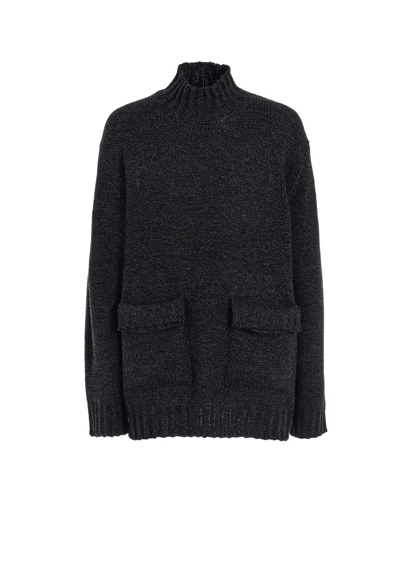 BULKY WOOL BIG POCKET HIGH NECK KNIT