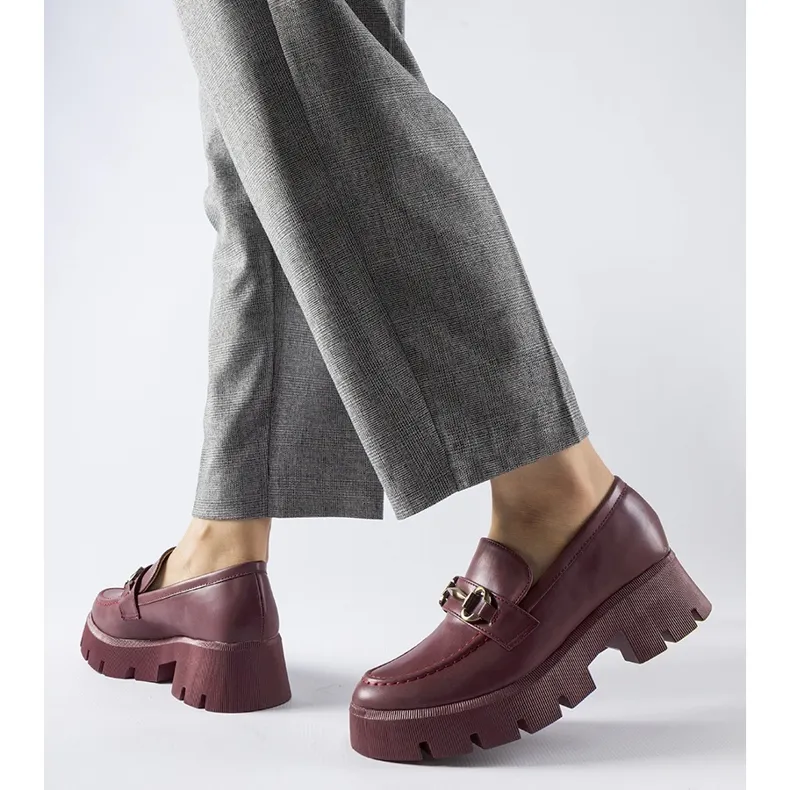 Burgundy moccasins Cerzeto buckle red