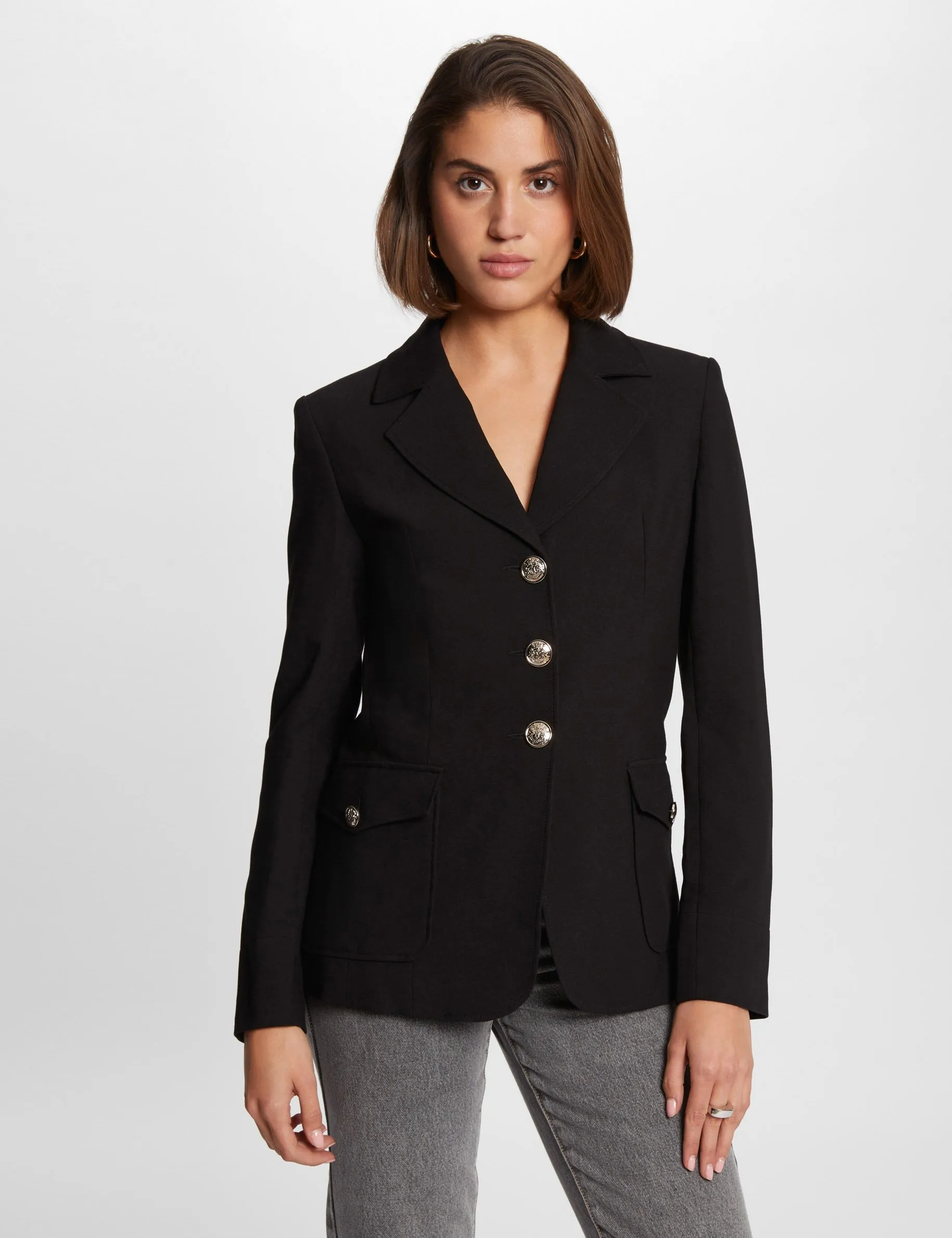 Buttoned waisted jacket black women