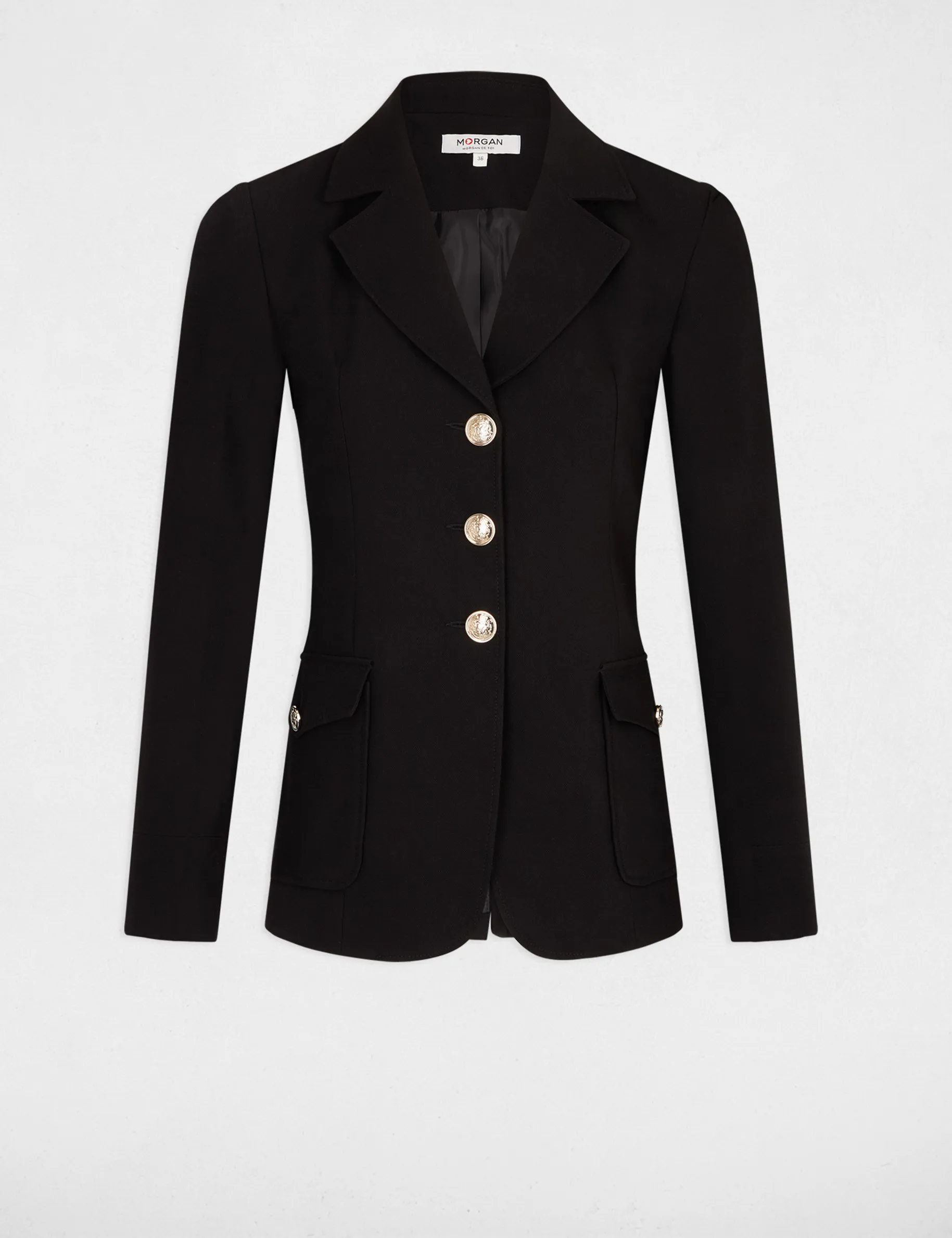 Buttoned waisted jacket black women