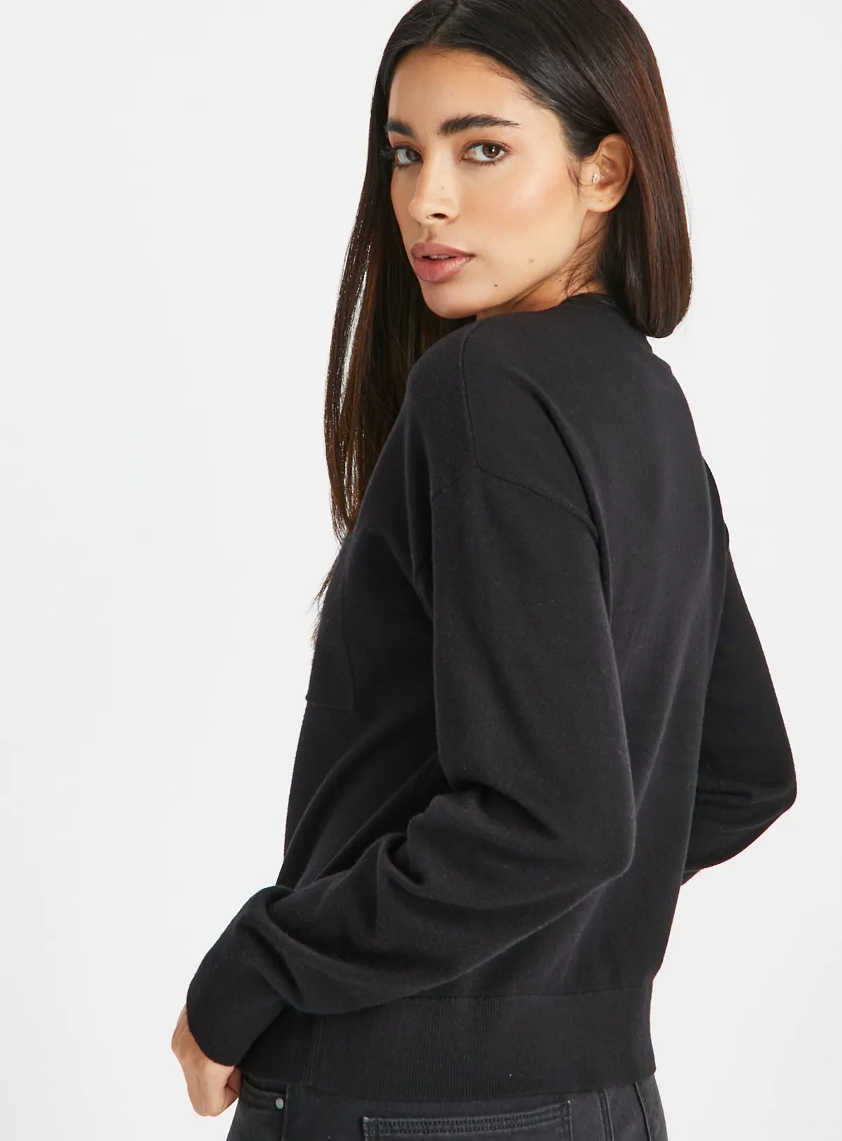 Black Soft Touch Pocket Jumper Size 10 | Shop Jumpers at Tu