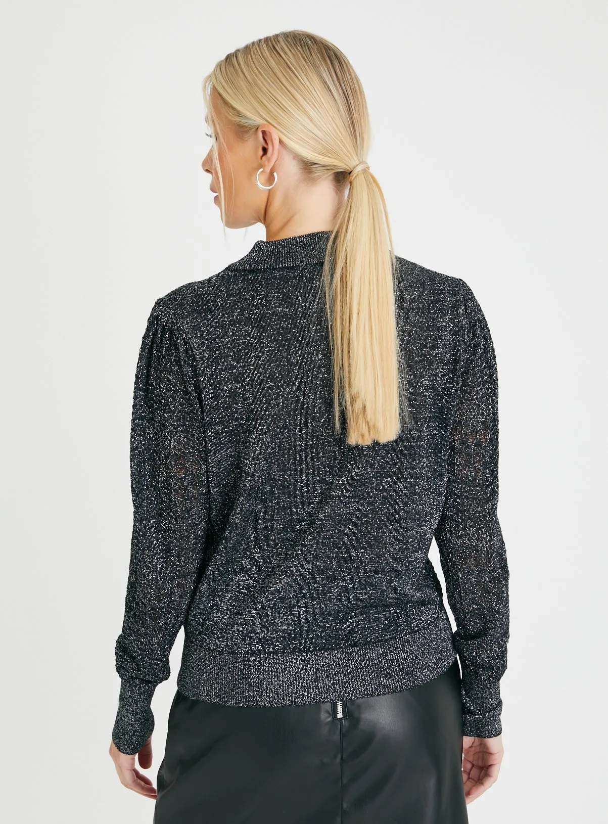 Black Sparkle Pointelle Jumper 22 | Tu Clothing